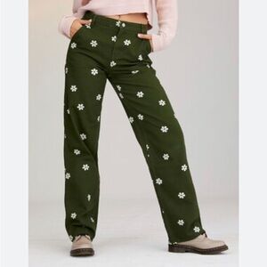 Pacsun stamped floral, boyfriend, carpenter pants